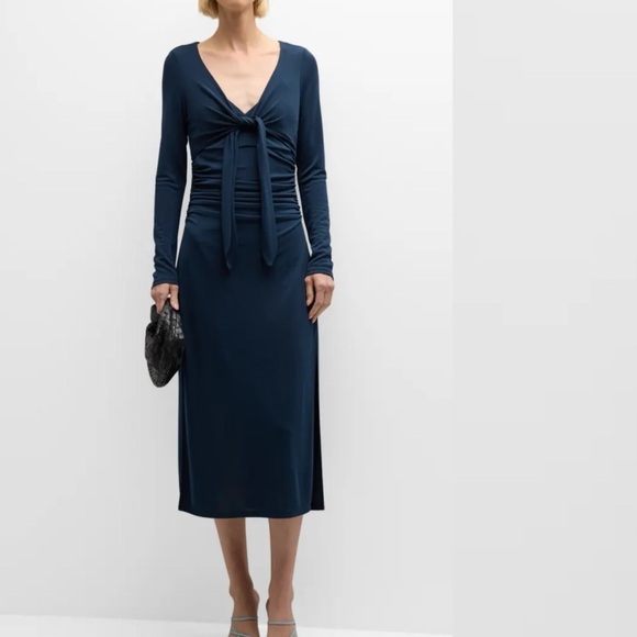 Cinq A Sept Long Sleeve Breanna Dress Knot Tie Front - Picture 1 of 11